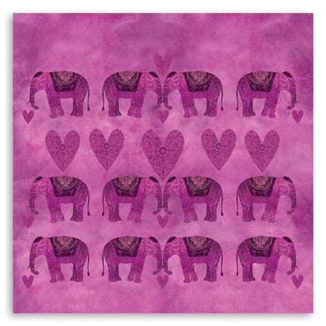 Canvas prints Indian elephants on pink background for bedroom Andrea ...