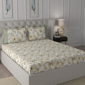Buy Backyard Patio Valencia Printed 100%Cotton Yellow Bed Sheet with ...