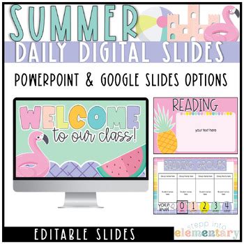 Summer Daily Slides | May Themed | Digital Slides | Editable | TPT