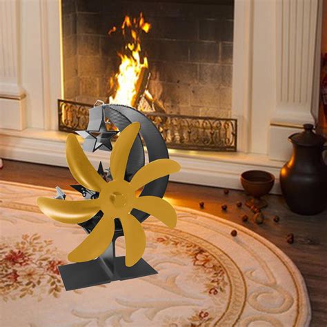 Buy 7 Vanes Heat Powered Wood Stoves Fan Less Consumption Non Electric ...