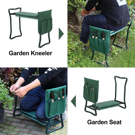 ZENY Folding Garden Kneeler Bench Seat w/Kneeling Pad and Tool Pouch ...