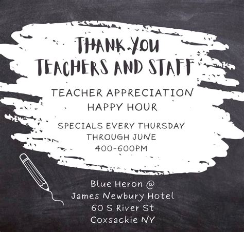 Teacher Appreciation Happy Hour, 60 South River Street, Coxsackie, NY ...