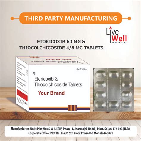 Etoricoxib 60mg + Thiocolchicoside 8mg Tablets Live Well Healthcare