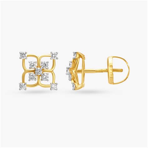 Serene Floral Diamond Stud Earrings