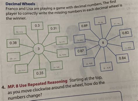 Solved: Decimal Wheels Franco and Lisa are playing a game with decimal ...