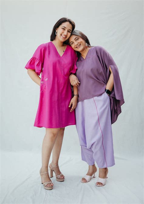 Dark pink cotton A-line dress with sleeves | Chhaya Gandhi Design Studio