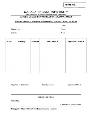 Fillable Online kalasalingam ac APPLICATION FORM FOR APPROVING ...