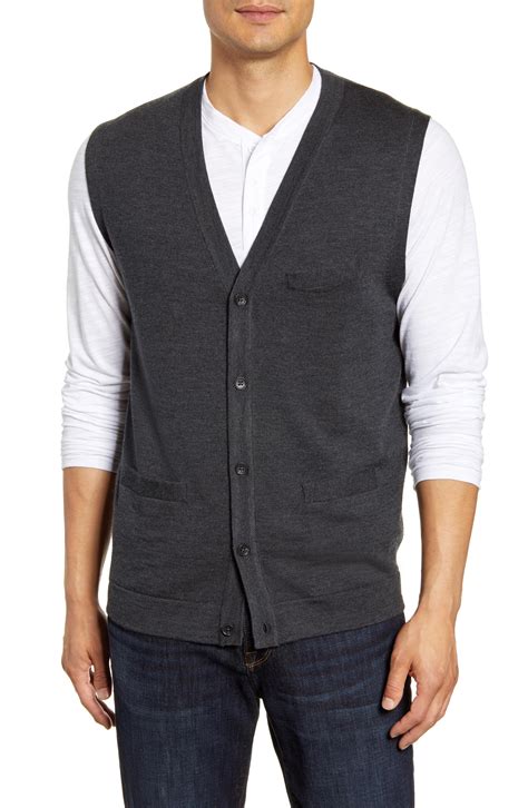 Nordstrom Wool Merino Button Front Sweater Vest in Gray for Men - Lyst