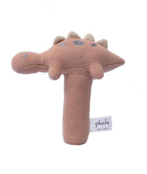 Stego Dino Cotton Knitted Stuffed Soft Rattle Toy (Baby Pink) – Pluchi ...