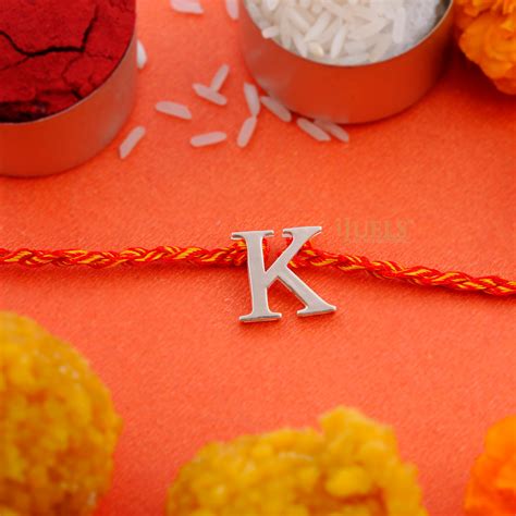 925 Pure Silver Initial Letter Rakhi K for Bhai – Classic Silver Rakhi