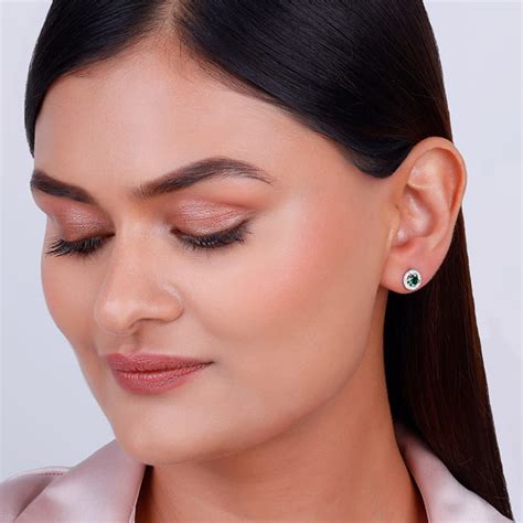 Silver Forest Green Shining Halo Studs – GIVA Jewellery