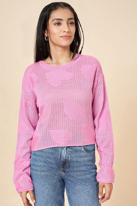 Pink Textured Casual Sweaters - Selling Fast at Pantaloons.com