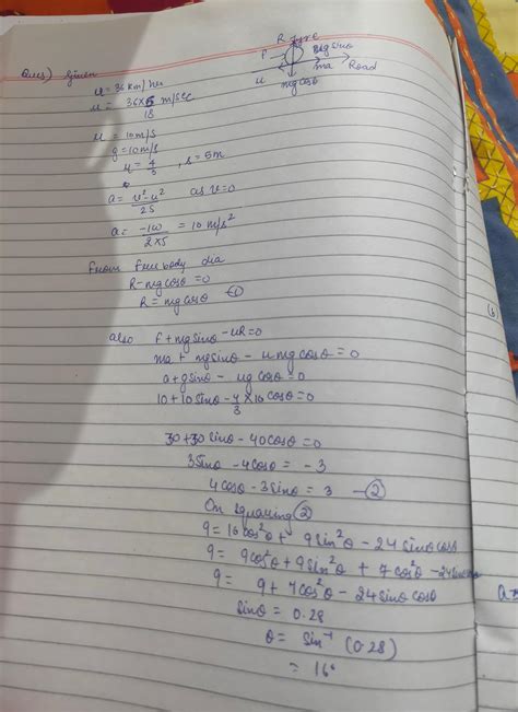 The friction coefficient between a road and the tyre of a vehicle is 4/ ...