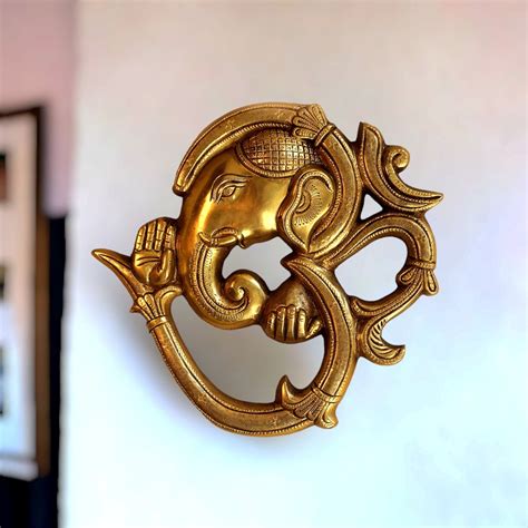 Buy Brass Ganesha wall hanging 8" - Budhshiv.com
