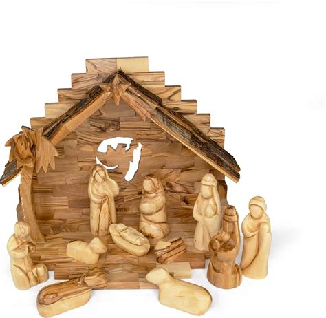 Olive Wood Nativity Set from Bethlehem - Intricately Hand Carved Wooden ...
