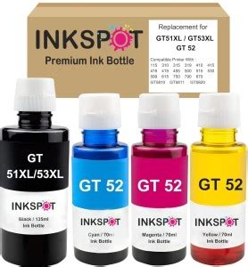 Inkspot GT51XL/53XL and GT 52 Refill Ink for HP Inktank + Smart Tank ...