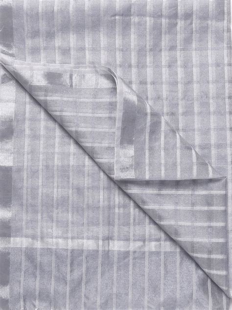 Checkered Silver Grey Blended Silk Dupatta Dupatta Bazaar
