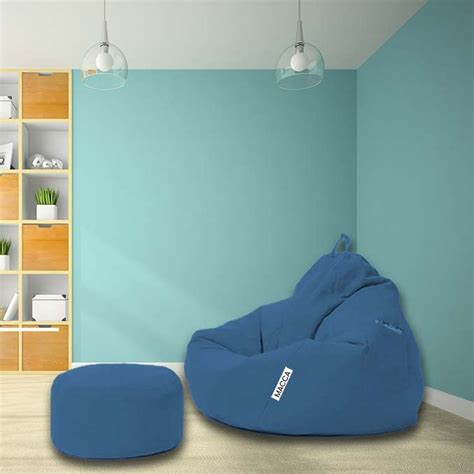 MACCA Brand - XL Faux Leather Clasic Filled Bean Bag with Stool Ready ...