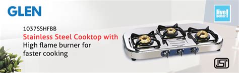 Glen Gas Stove 3 Burner | Stainless Steel LPG Gas Stoves 71 cm | High ...