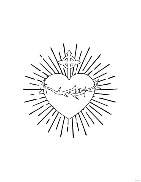 Free Sacred Heart Drawing | Sacred heart tattoos, Heart drawing, Sacred ...
