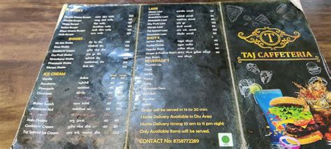 Menu at Taj Caffeteria Diu, Diu