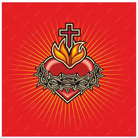 Premium Vector | Catholic symbol Most Sacred Heart of Jesus
