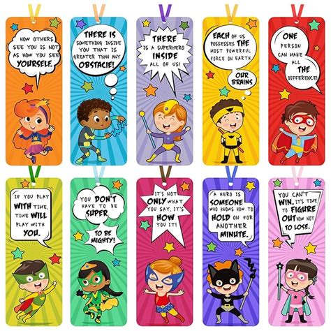 Buy 60 Pieces Laminated Hero Bookmarks Funny Educational Bookmarks Fun ...