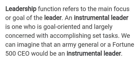 Describe a situation where both instrumental and expressive leadership ...