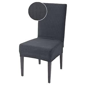 HOKIPO 200 GSM Thick Jacquard Dining Chair Cover 1 Seater, Dark Grey ...