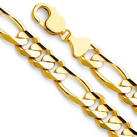 Top 12mm in inches Outlet Online 14k Gold 12mm Figaro Chain 22 Inches ...