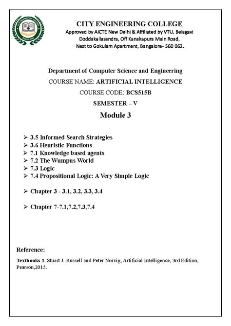 BCS515B Module 3 - Informed Search Strategies & Heuristic Functions ...