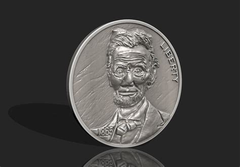 🪙 Abraham Lincoln liberty coin 1865・ STL File for 3D printing・Cults
