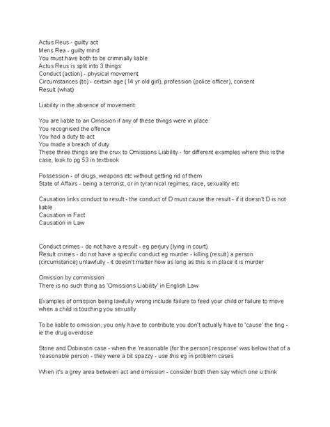 Actus Reus + Mens Rea - Actus Reus - guilty act Mens Rea - guilty mind ...