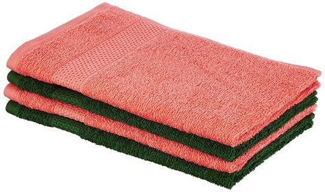 Amazon Brand - Solimo Cotton 4 Piece Hand Towel Set, 380 GSM (Coral ...