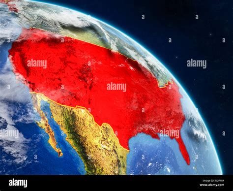 United States from space on realistic model of planet Earth with ...