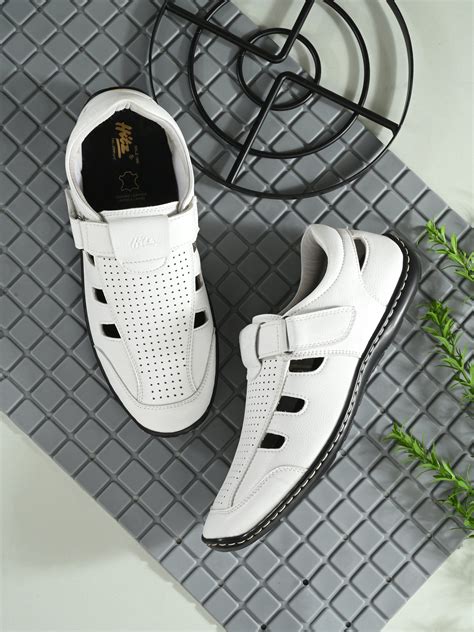 Hitz Men's White Leather Shoe-Style Sandals – Hitz Shoes Online