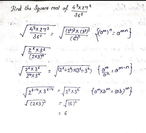 find the square root of 4³×27²/36² - Brainly.in