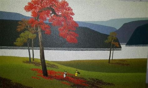 "Nature 2": Yellow Green Oil Painting (24x36) by Satish Mane | ArtZolo.com