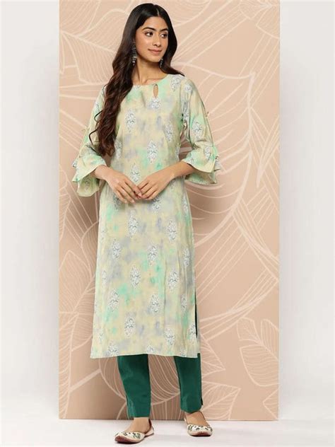 Buy Women's Green Kurtis Online In India Only on Libas.