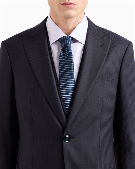 Soho Line single-breasted suit in micro-gingham wool | Giorgio Armani