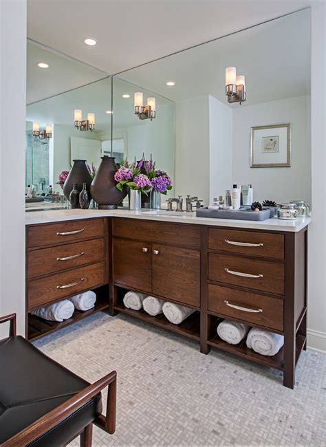 L Shaped Bathroom Cabinets Designs