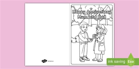 Happy Anniversary Mum and Dad Card to Colour