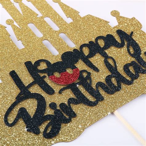 Buy Sodasos Happy Birthday Mickey Cake Topper - Fairytale Castle Cake ...