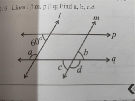 1 lines || m, p || q; Find a, b, c,d - Brainly.in