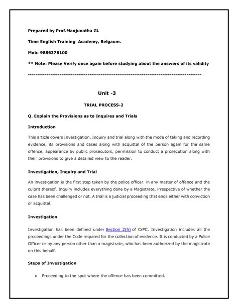 Unit3 crpc - KSLU notes - Prepared by Prof GL Time English Training ...