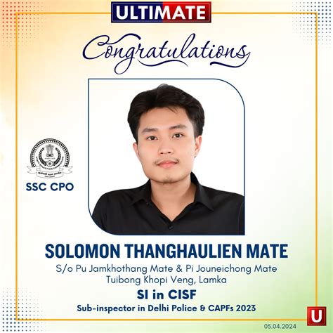 Congratulations to Solomon Thanghaulien Mate ~ KHALVONTAWI
