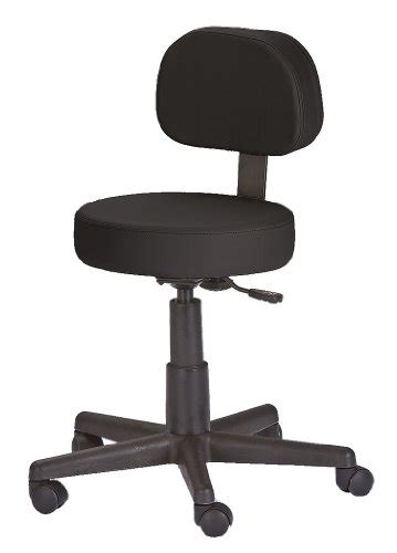 Buy Earthlite Pneumatic Rolling Stool with Back Support, NS Black ...