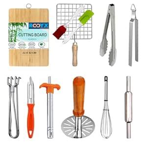 Buy ROOYX-(12 PCS Kitchen Utensils Combo). Bamboo Cutting Board ...