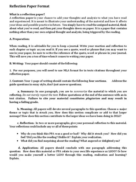 Image result for Reflection Essay Question Format