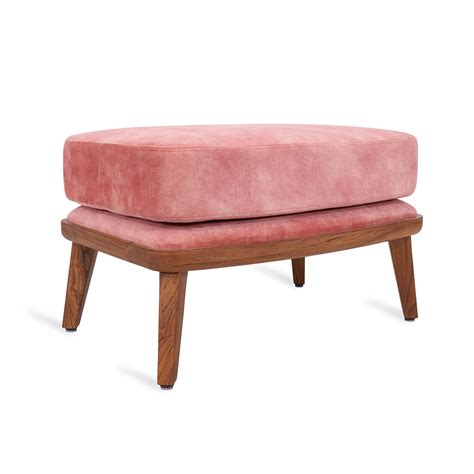 Lega - Teakwood Footstool with Pink Fabric | Alankaram